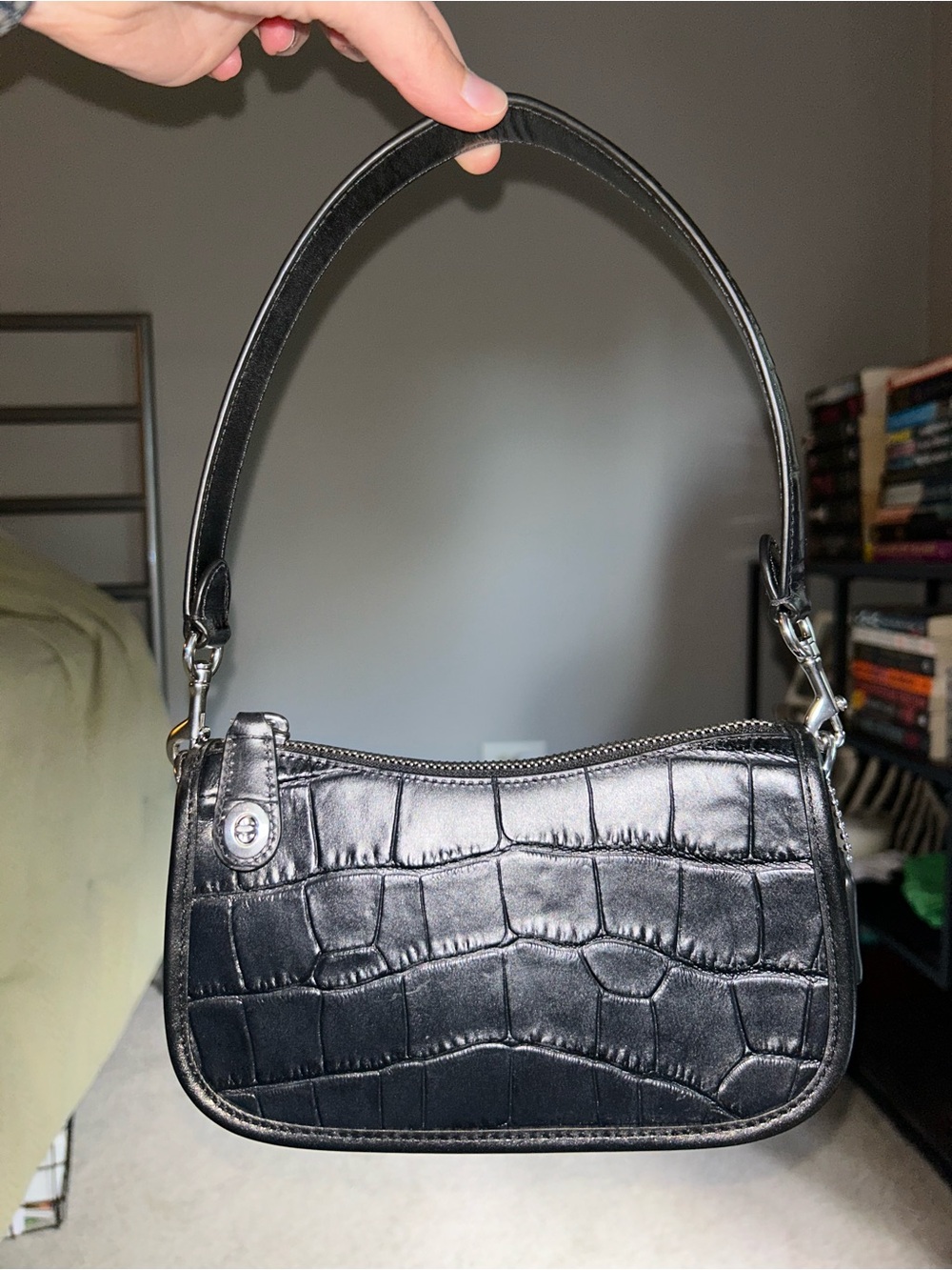 Coach Swinger Bag
Black Croc-Embossed Mini Shoulder Bag with Silver Hardware - Picture 3 of 7